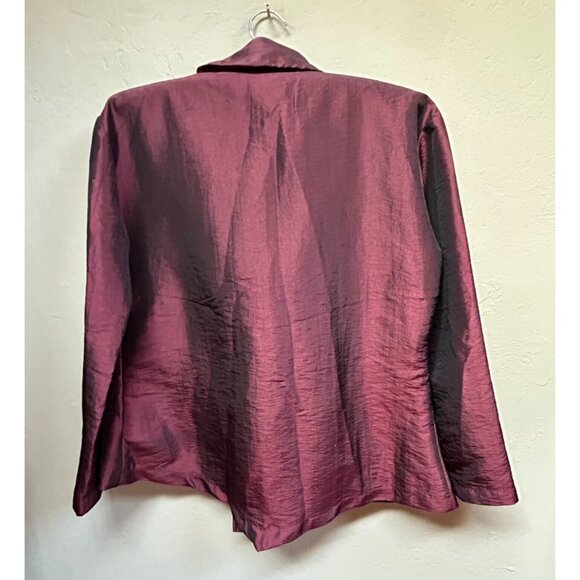 A La Mode by XiAO Ruffle Neckline Double-Breasted Blouse Jacket Small Burgundy - Picture 2 of 8